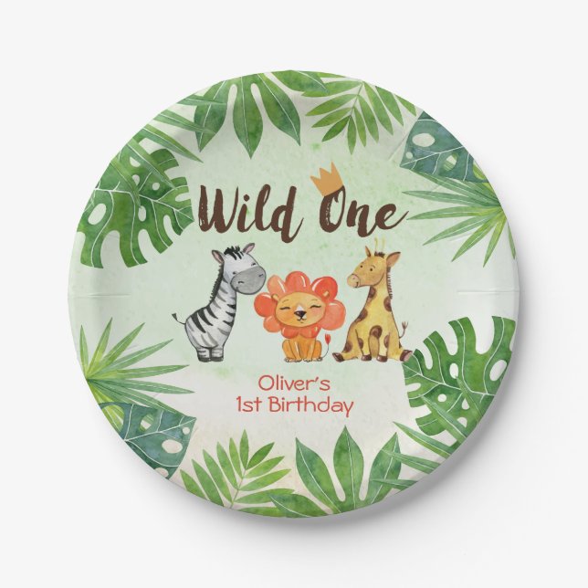 Assiettes En Carton Wild One, Safari Anniversaire (Devant)