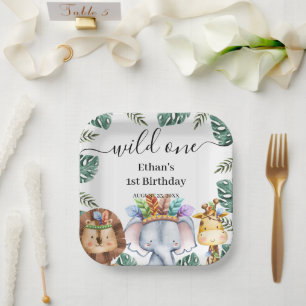 Assiettes En Carton Wild One Woodland Animaux Forêt 1er Anniversaire P