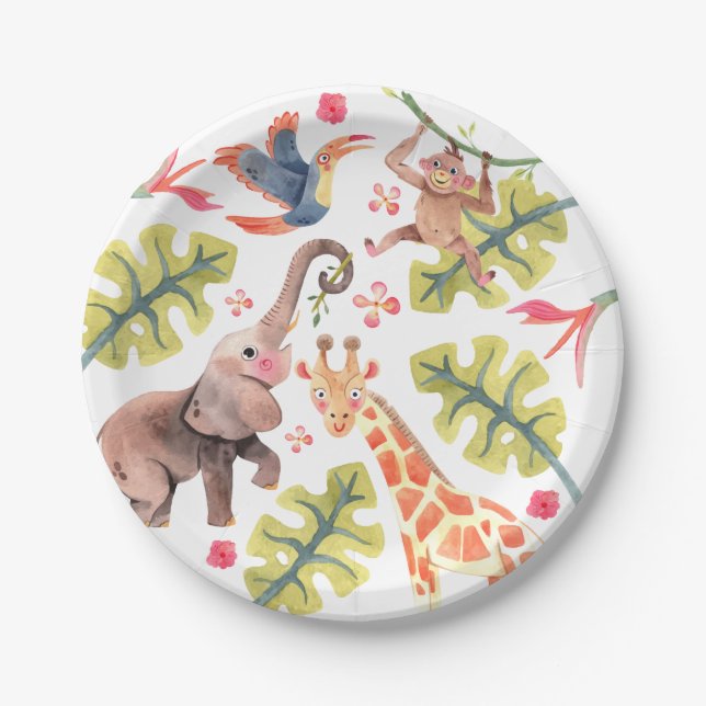 Assiettes En Carton Wild Safari Zoo Plaques de papier d'anniversaire (Devant)