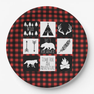 Assiettes En Carton Wilderness rustique & Animaux Buffalo Check Plaid