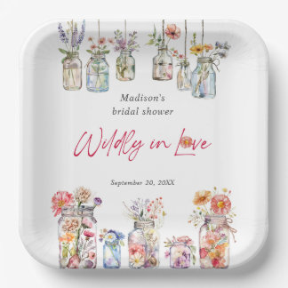 Assiettes En Carton Wildly In Love Wildflower Watercolor Bridal Shower