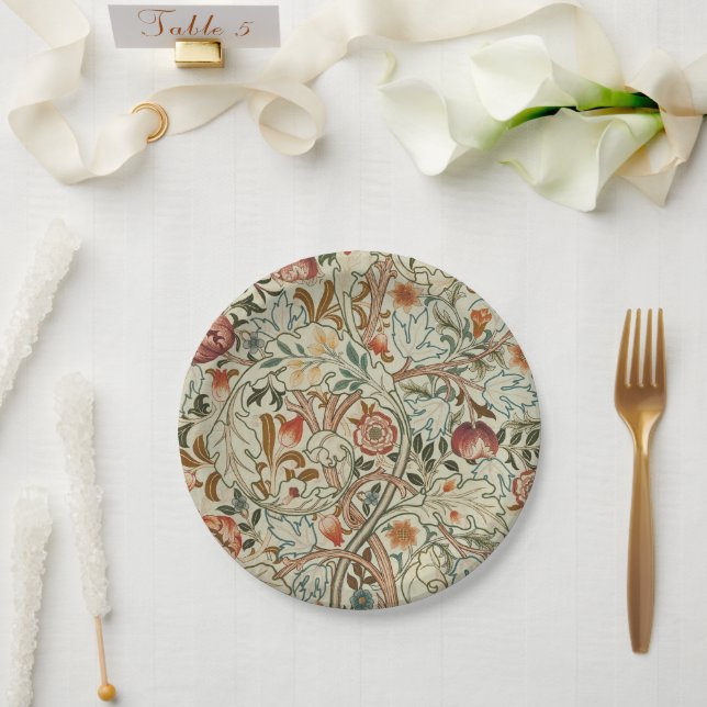 Assiettes En Carton William Morris Acanthus Broderie Motif Floral (Mariage)
