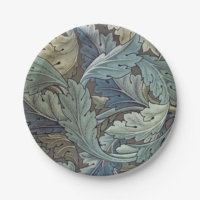 Assiettes En Carton William Morris Acanthus Sage Fleur Floral Botaniqu (Devant)