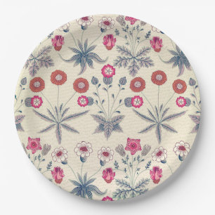 Assiettes En Carton William Morris Daisy Motif floral Orange rouge