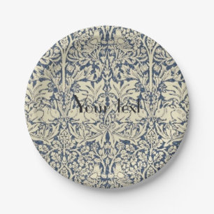 Assiettes En Carton William Morris, gris bleu, motif, Art nouveau, vin