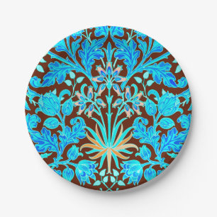 Assiettes En Carton William Morris Hyacinth Imprimer, Aqua et Brown