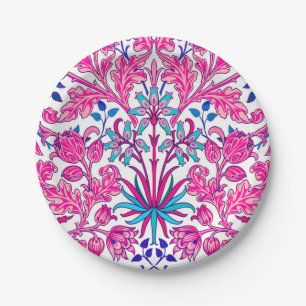 Assiettes En Carton William Morris Hyacinth Imprimer, rose Fuchsia