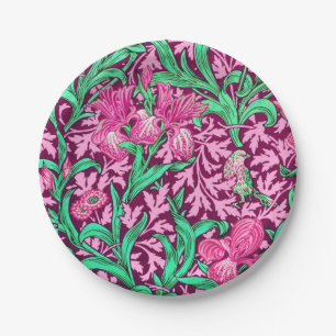 Assiettes En Carton William Morris Irises, Fuchsia, rose et vin