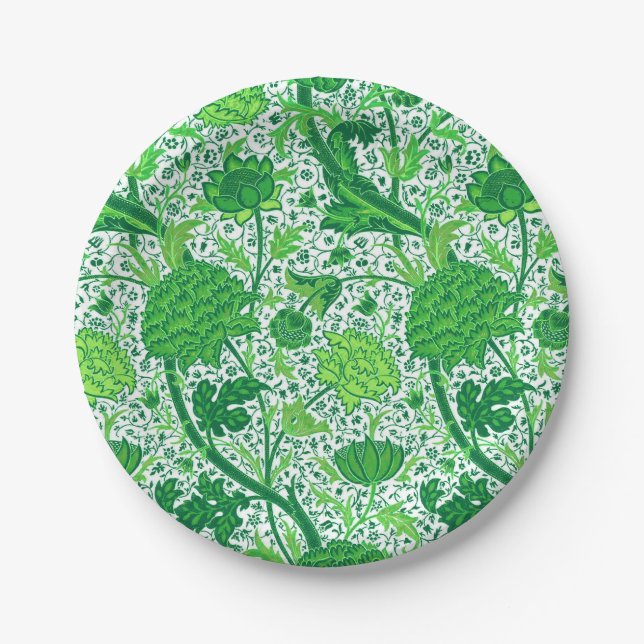 Assiettes En Carton William Morris Jacobean Floral, Emerald Green (Devant)