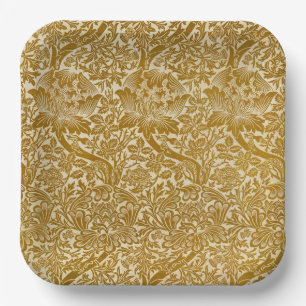 Assiettes En Carton William Morris Rose & chardon Floral Golden