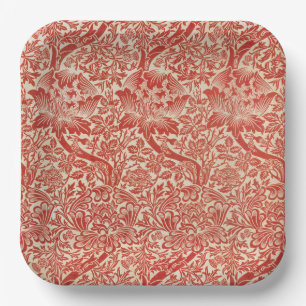 Assiettes En Carton William Morris Rose & chardon Floral Rouge