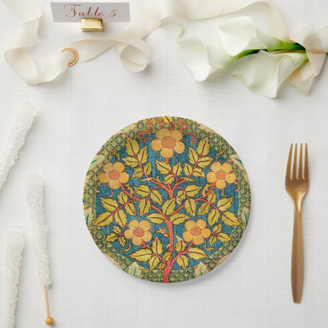 Assiettes En Carton William Morris Rose Wreath : Arts et Métiers class (Mariage)