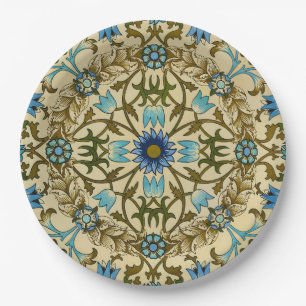 Assiettes En Carton William Morris Vintage Blue Motif Sans Couture