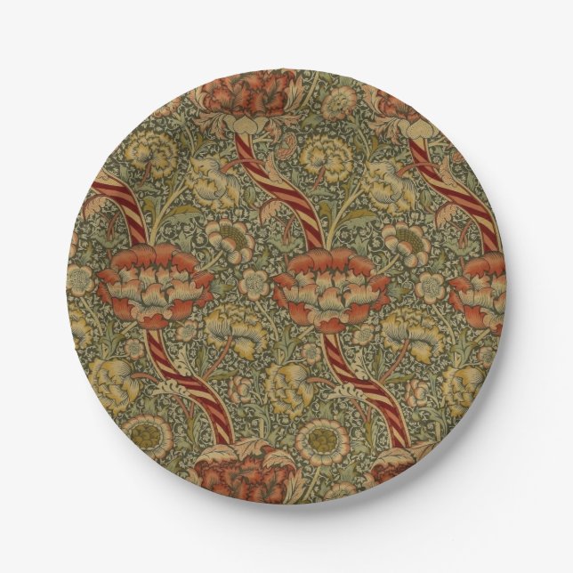 Assiettes En Carton William Morris Wandle Anglais Floral Damask Design (Devant)