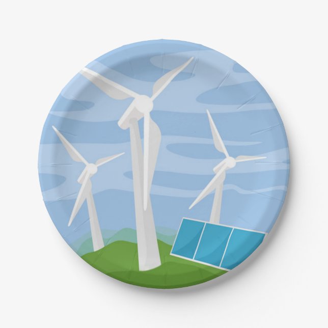 Assiettes En Carton Windmills et cellules solaires (Devant)