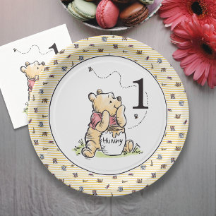 Assiettes En Carton Winnie l'aquarelle de l'ouïe Premier anniversaire
