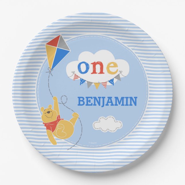 Assiettes En Carton Winnie le cerf-volant Pooh | Baby Boy (Devant)