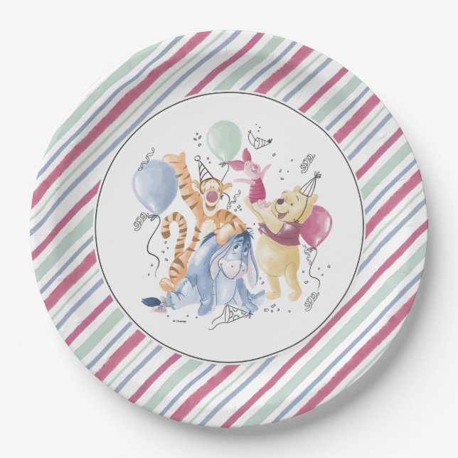Assiettes En Carton Winnie les Pooh & Pals - Ballons premier anniversa (Devant)