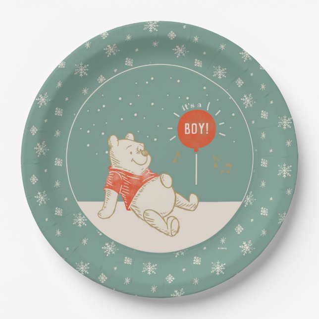 Assiettes En Carton Winnie l'hiver de l'ourlet | Boy Baby shower Papie (Devant)
