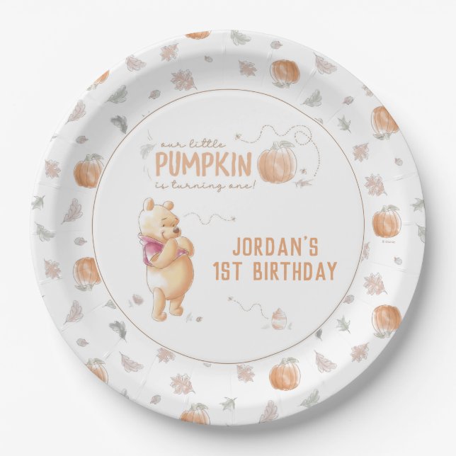 Assiettes En Carton Winnie l'Ooh | Citrouille d'automne premier Annive (Devant)