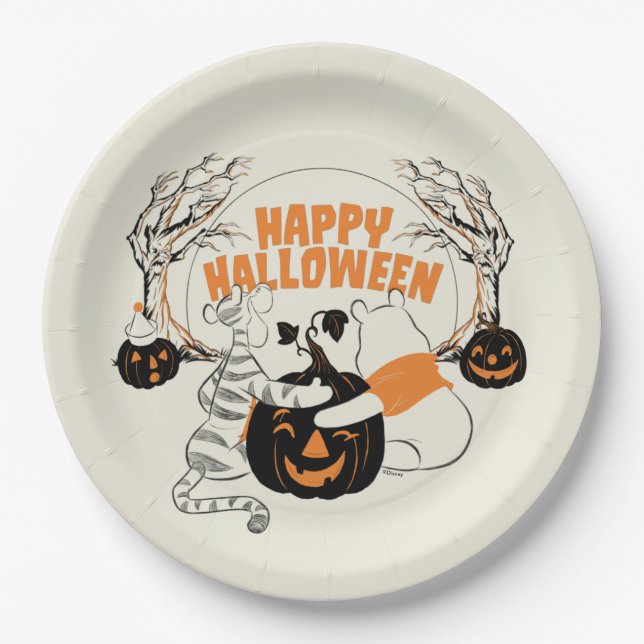 Assiettes En Carton Winnie l'Ourson & Eeyore | Bonne Halloween (Devant)