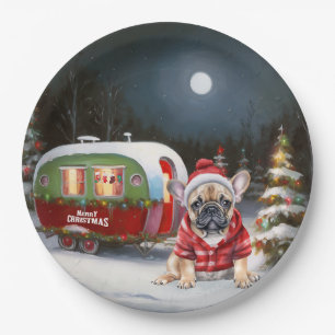 Assiettes En Carton Winter French Bulldog Caravan Christmas Adventure