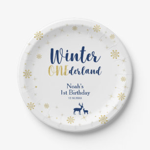 Assiettes En Carton Winter Onederland 1er Anniversaire Plaques papier 