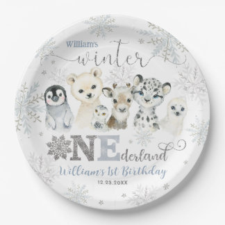 Assiettes En Carton Winter Onederland Arctic Animals Snow 1st Birthday