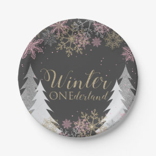 Assiettes En Carton Winter Onederland Party Plaques premier anniversai