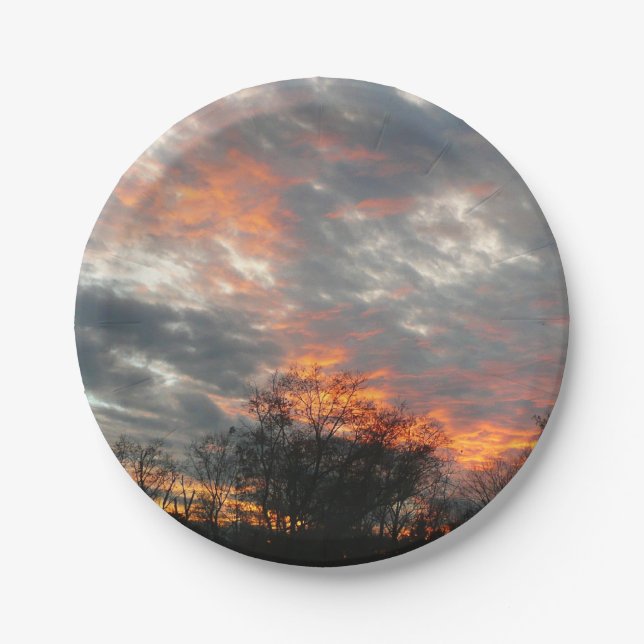 Assiettes En Carton Winter Sunset Nature Paysage Photographie (Devant)