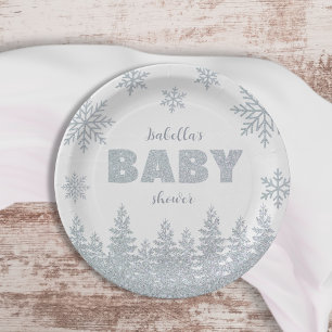 Assiettes En Carton Winter Wonderland Baby shower de Parties scintilla