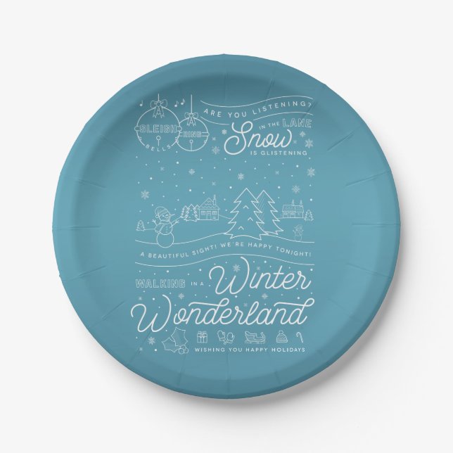 Assiettes En Carton Winter Wonland Noël Plaques de papier de 7 po (Devant)