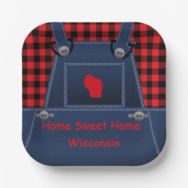 Assiettes En Carton Wisconsin Overalls Buffalo Plaid 7" Plaques de pap (Recto)