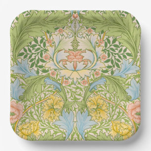 Assiettes En Carton Wm Morris Myrtle Floral Art Nouveau Pastel