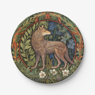 Assiettes En Carton Wolf dans la forêt Art nouveau
