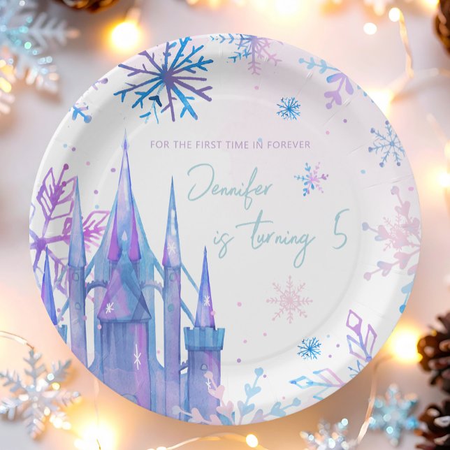 Assiettes En Carton Wonderland Snowflakes Girl Neige Anniversaire (Créateur téléchargé)
