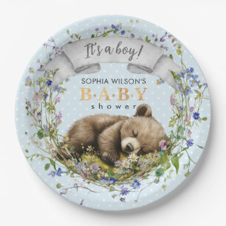 Assiettes En Carton Woodland Baby Bear Baby Shower Paper Plate