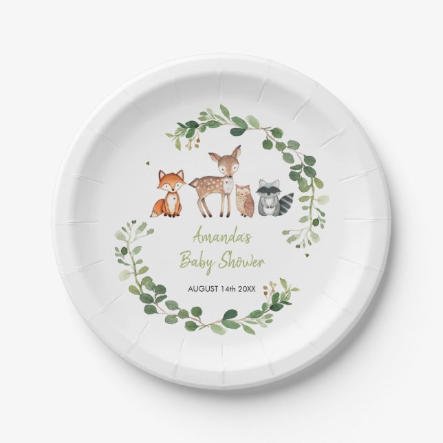 Assiettes En Carton Woodland Forest Oh Boy Baby shower (Devant)
