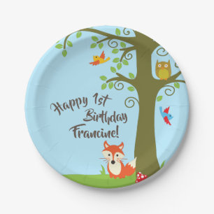 Assiettes En Carton Woodland Fox mignonne Anniversaire de enfant Party