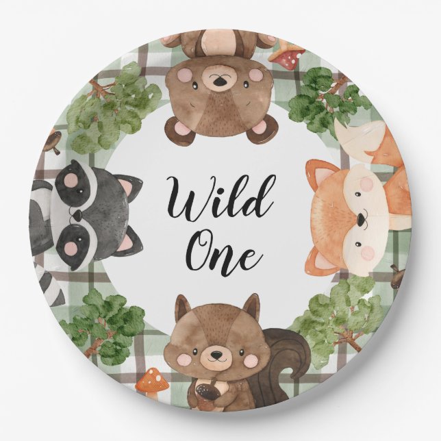 Assiettes En Carton Woodland Paper Plates Wild One Plates (Devant)