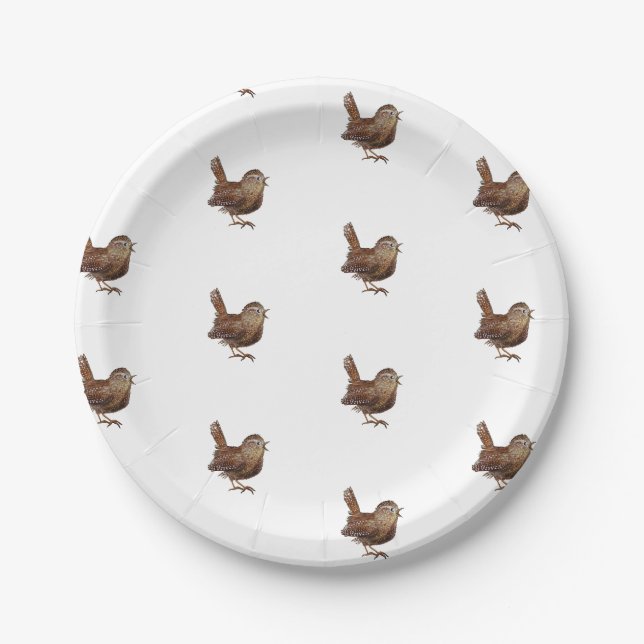 Assiettes En Carton Wren Bird chante bruyante et belle chanson (Devant)