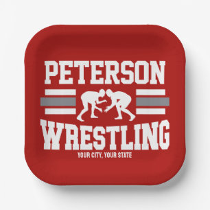 Assiettes En Carton Wrestler AJOUTER LE NOM École Athlète Équipe de lu