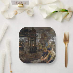 Assiettes En Carton WW1 1918 Les femmes qui travaillent dans une usine