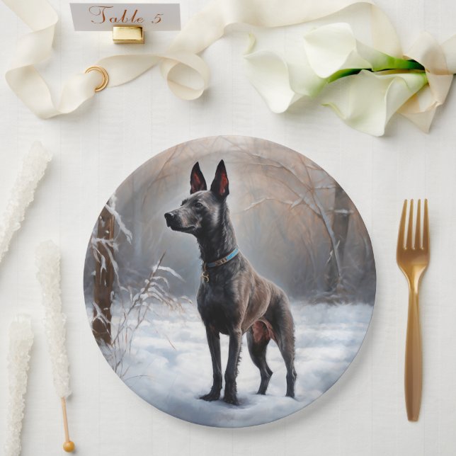 Assiettes En Carton Xoloitzcuintli Laisser neiger Noël (Mariage)