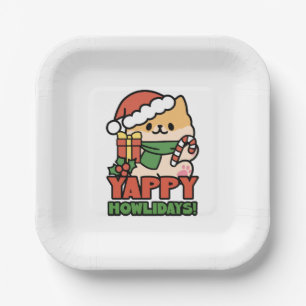 Assiettes En Carton Yappy Howlidays - Jote Christmas Dog Cartoon