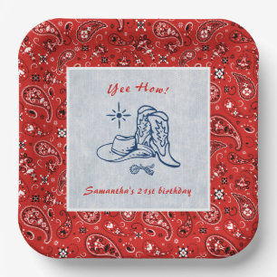 Assiettes En Carton Yee How Western Paisley Denim Blue Jeans Anniversa