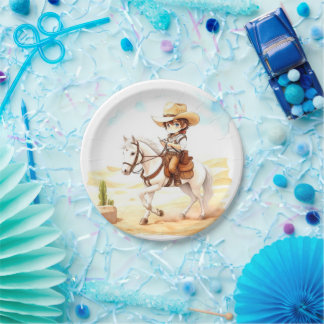 Assiettes En Carton Yeehaw Fiesta ! Aquarelle Baby shower Cowboy
