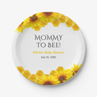 Assiettes En Carton Yellow Honeycomb Mommy to Bee Baby Shower 
