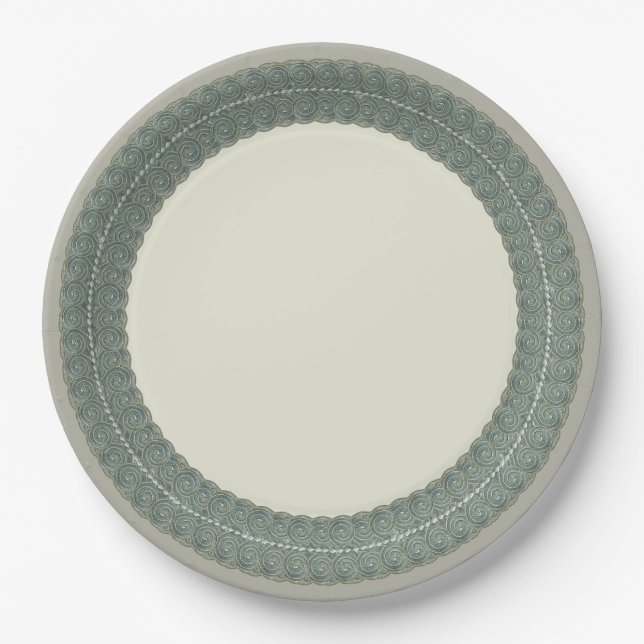 Assiettes En Carton Yéménite Antique Argent travail Double Frontière (Devant)