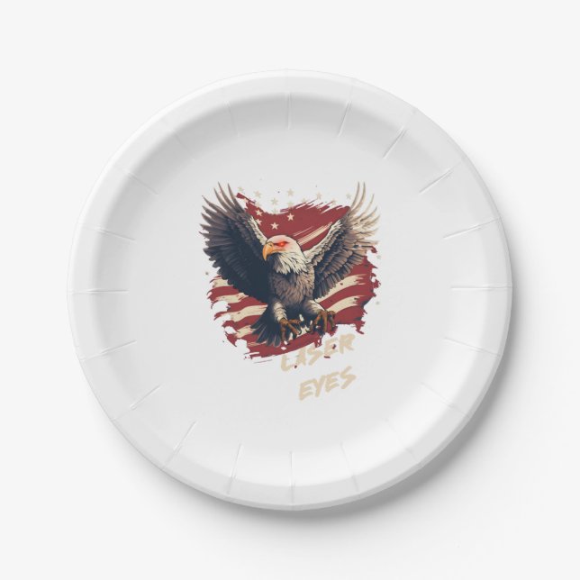 Assiettes En Carton Yeux laser de l'aigle américain Bitcoin (Devant)